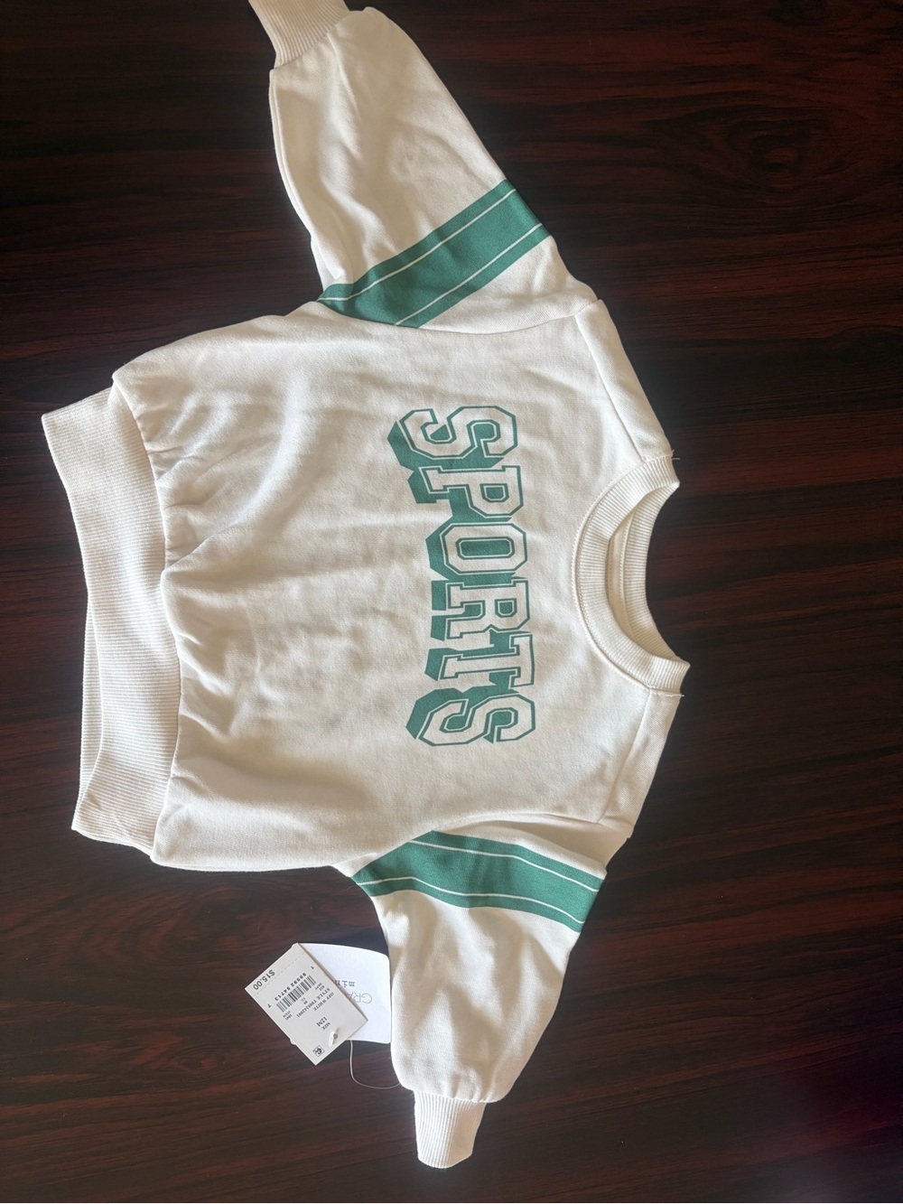 Off-White Kids White Sweatshirt with Green SPORTS Graphic